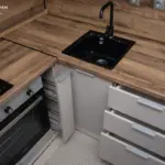 Кухня Анкона — Угловая с барной стойкой Бежевый + дерево